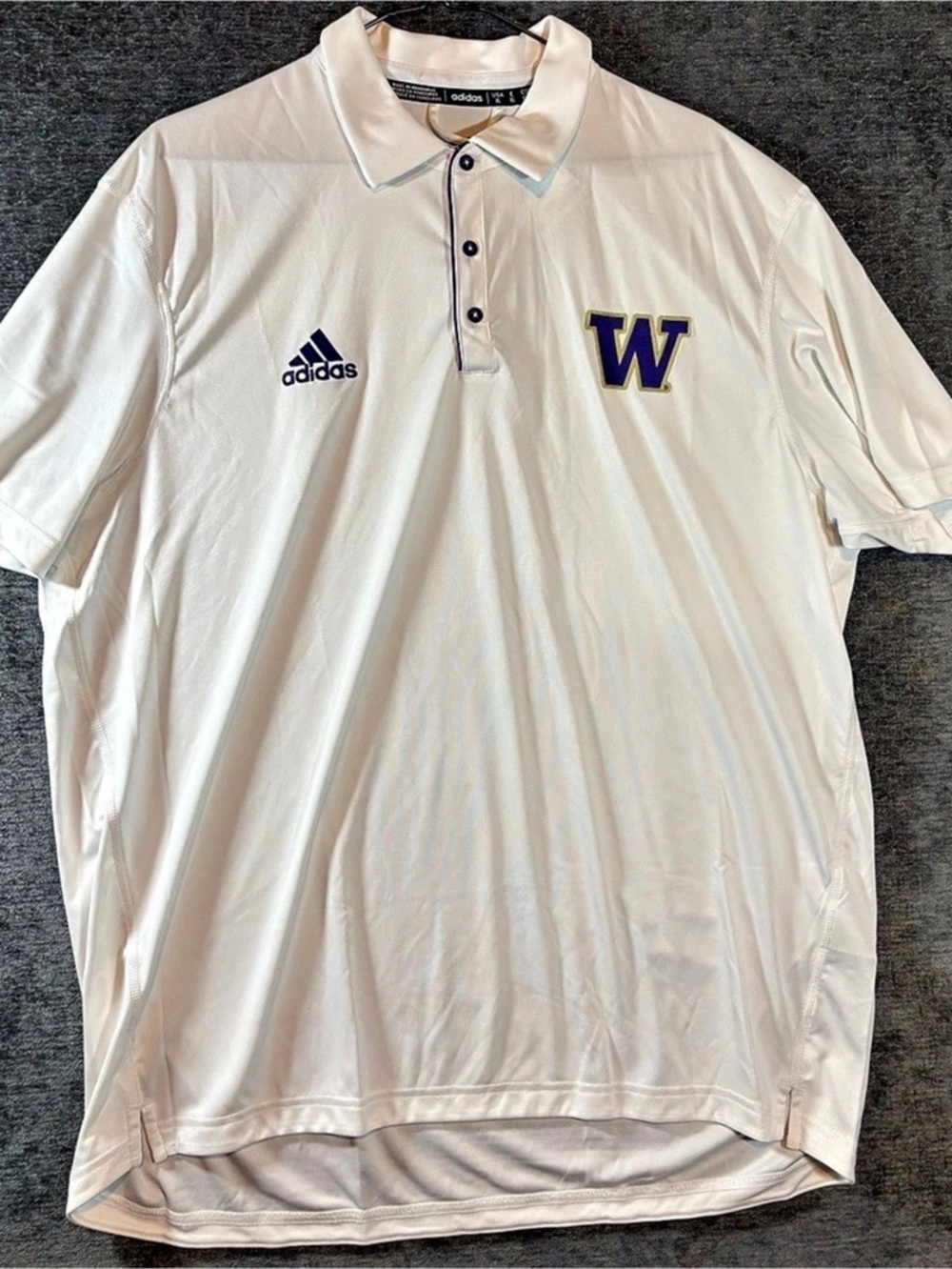 adidas Washington Huskies Sideline Game Mode Polo Shirt White XL